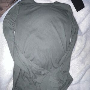 Ribbed Long Sleeve Top in Sage Green